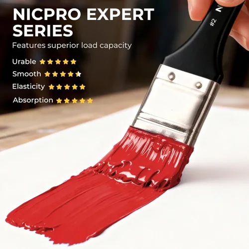 Vista 4 de Nicpro Juego de 26 pinceles de pintura, pinceles profesionales con cuchillo de paleta, pinceles de pintura para manualidades para pintura acrílica