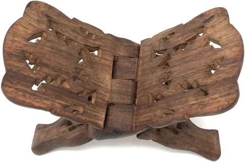 Vista 2 de Azuregreen Soporte para libros del Corán Rihal Rehal de madera tallada Eid