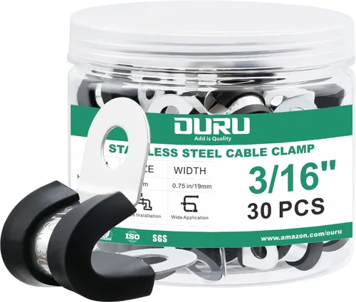 Vista 16 de OURU 10 abrazaderas de cable aisladas acolchadas de acero inoxidable y revestimiento de goma de 1-3/4 pulgadas, abrazaderas de cable y tubería