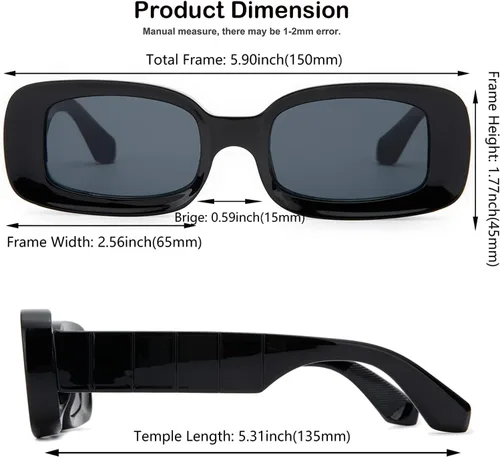 Vista 5 de Mriendao Y2K - Lentes de sol rectangulares de moda para mujeres y hombres, estilo retro de los años 90, color rojo, rosa, verde, montura cuadrada