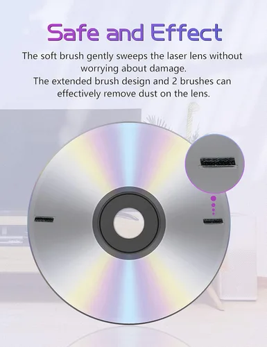 Vista 4 de Elook Kit limpiador de reproductor de CD, disco de limpieza de lentes láser para reproductor de CD/VCD/DVD, con paño de microfibra y almohadilla