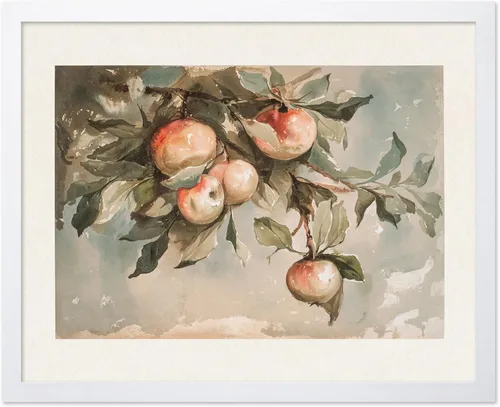 Vista 8 de Poster Master Póster vintage de estudio de manzanas, impresión retro de frutas muertas - Arte de acuarela - Arte de frutas - Regalo para hombres