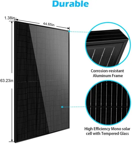 Vista 3 de SUNGOLDPOWER 8 piezas de paneles solares monocristalinos de 370 W, celda solar de grado A, impermeable IP68, panel solar de alta eficiencia