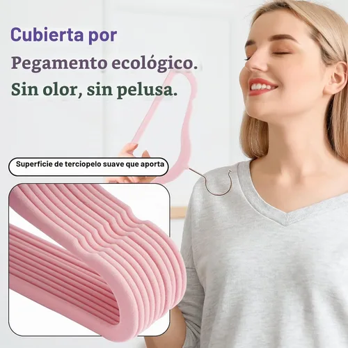 Vista 6 de Perchas de terciopelo para bebé, paquete de 50 unidades, 11.4 pulgadas, perchas antideslizantes para ropa de bebé, perchas resistentes para bebés