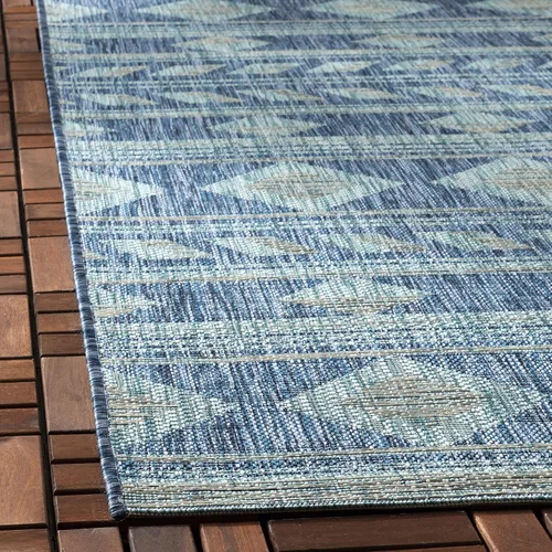 Vista 4 de SAFAVIEH Courtyard Collection CY8529 - Alfombra de pasillo de 2 pies 3 pulgadas x 6 pies 7 pulgadas, color azul marino y aguamarina CY8529
