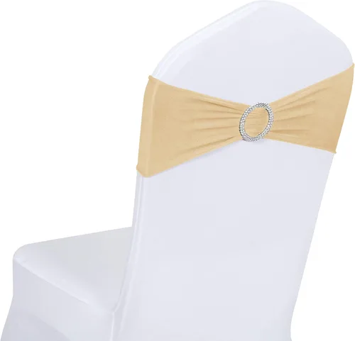 Vista 8 de Obstal 10 cintas elásticas de elastano para sillas de recepción de boda, bandas elásticas universales para silla con hebilla deslizante