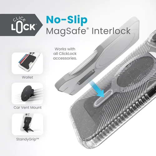 Vista 4 de Speck Funda para iPhone 15 Pro Max – ClickLock con bloqueo antideslizante, diseñada para MagSafe, agarre de protección contra caídas – Funda
