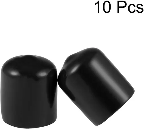 Vista 2 de uxcell 10 tapas de goma para extremos de 0.591 in de identificación, tapa de extremo redondo, protectores de rosca de tornillo, color negro