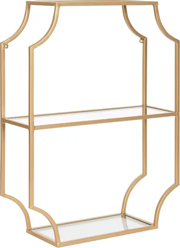 Vista 10 de Kate and Laurel Ciel Glam - Estante de pared rectangular geométrico; 18 x 24 pulgadas; negro; estantes decorativos para uso como estante
