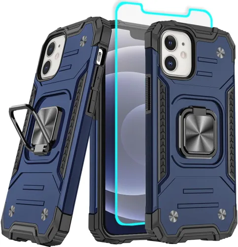 Vista 11 de HNHYGETE Funda para iPhone 12 / iPhone 12 Pro con protector de pantalla: [grado militar de 20 pies probada en caídas] anillo a prueba de golpes