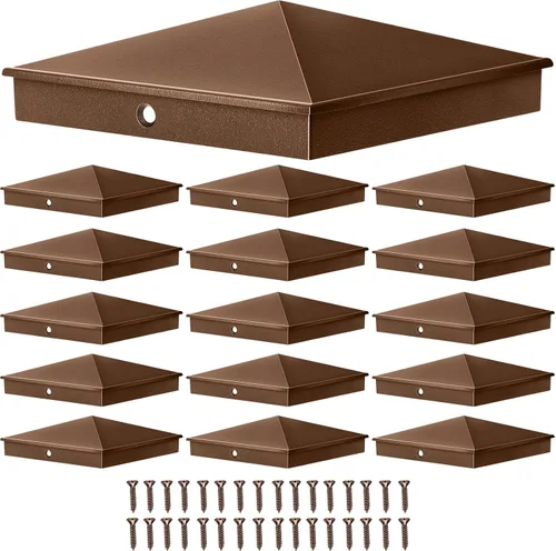 Vista 7 de Dunzy 8 tapas de poste de aluminio de 6 x 6 pulgadas, tapas de pirámide, cubiertas decorativas para postes de vallas que funcionan solo para fundas