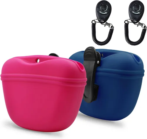 Vista 23 de AUDWUD - Bolsa de silicona para perros con cierre magnético con clip seguro Upgraded clip keeps your treat pouch secure during training.Magnetic