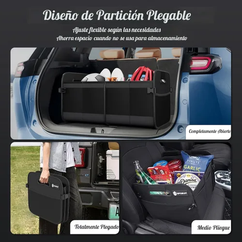 Vista 4 de Sposuit Organizador de maletero para automóvil, almacenamiento plegable de 70 litros con 11 bolsillos y asas reforzadas, organizadores de maletero