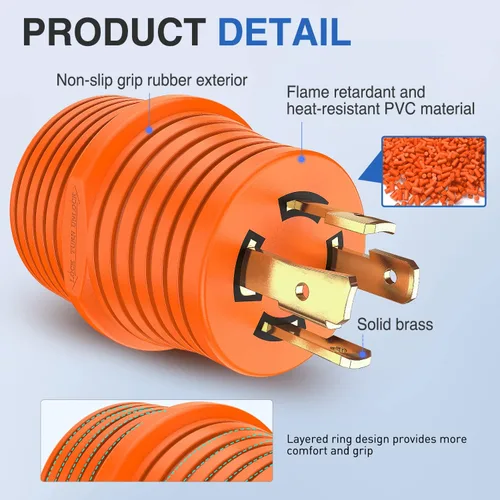 Vista 2 de Nilight Adaptador de corriente RV de 30 A a 30 A, enchufe de bloqueo de 4 clavijas, convertidor resistente de 125 voltios L14-30P a TT-30R 30 Amp