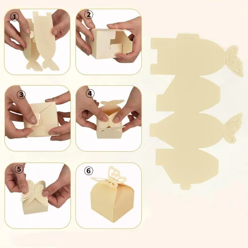 Vista 3 de KUPOO 50 cajas pequeñas de regalo de mariposa amarilla, caja de dulces para baby shower, cajas de regalo de mariposa pequeñas, regalos de fiesta