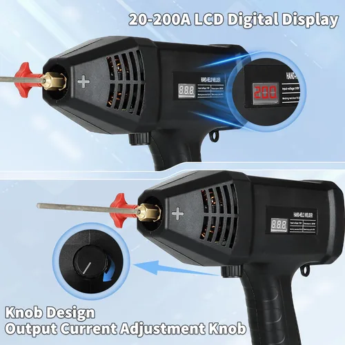 Vista 4 de Máquina soldadora de mano, máquina de soldadura portátil de 110 V con pantalla digital, inversor IGBT de 20 a 200 amperios, salida de soldadura