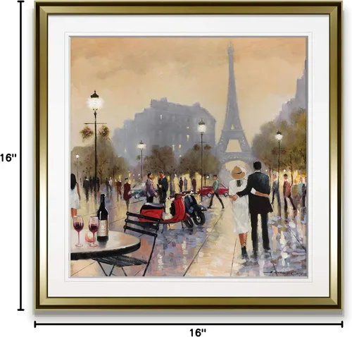 Vista 7 de Renditions Gallery París Crepúsculo Pintura Torre Eiffel Decoración de Pared Arte Romántico Paisaje urbano Arte enmarcado fino Giclée impresiones