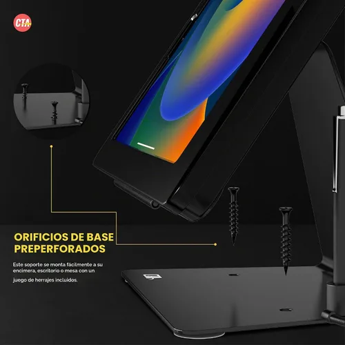 Vista 4 de CTA Digital Soporte antirrobo de escritorio – Soporte de quiosco con lápiz capacitivo, correa y carcasa de aluminio para iPad 11ª generación A16