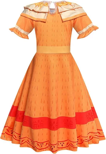 Vista 4 de Girls Mirabel Dress Encanto Costume Kids Magic Family Dress Toddler Isabella Madrigal Pepa Dolores Cosplay Dress Up Outfits