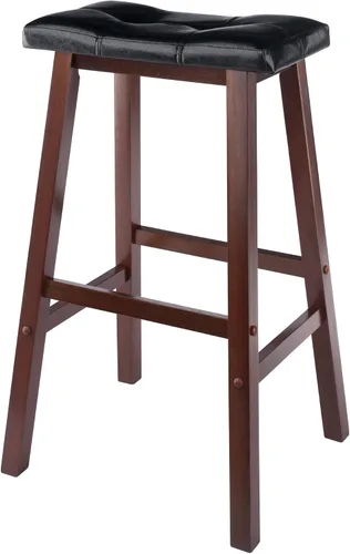 Vista 7 de Taburete con cojín Winsome Mona de 24 pulgadas, Madera PVC, Nogal Antiguo