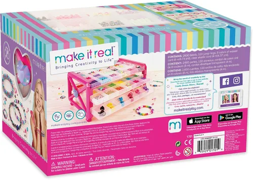Vista 2 de Make It Real – Ultimate Bead Studio. Kit de fabricación de joyas con cuentas para niñas adolescentes de bricolaje. Kit de artes y manualidades guía