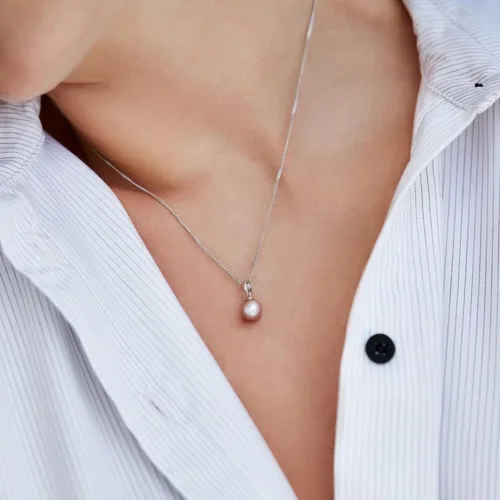 Vista 3 de The Pearl Source Collar con colgante de perlas de agua dulce Sydney para mujer, collar de perlas cultivadas Collar de perlas individuales
