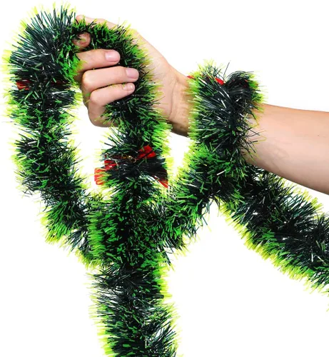 Vista 3 de 3 guirnaldas de oropel de Navidad de 8.2 pies con 24 lazos rojos para interiores y exteriores, día festivo, Mardi Gras, Navidad y otras