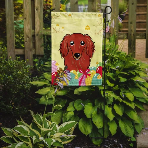 Vista 286 de Caroline's Treasures BB1923GF Bandera decorativa para jardín con diseño de Border Collie, para caza de huevos de Pascua, para jardín, jardín, patio