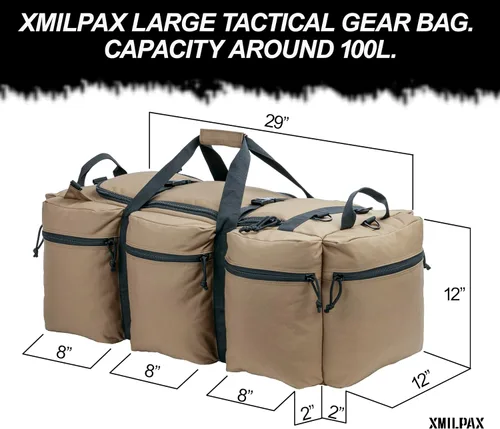 Vista 27 de Bolsa de lona militar grande de 100 L, bolsa de lona para despliegue, equipo deportivo, bolsa de equipaje de viaje con correas desmontables para AT