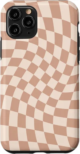 Vista 27 de iPhone 16 Beige Cream Twisted Checkered Swirl 60s 70s Aesthetic Brown Case