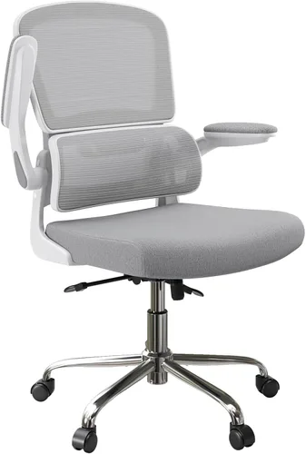 Vista 11 de Logicfox Silla de oficina ergonómica con soporte lumbar 2D adaptable y brazos abatibles, silla de escritorio de malla transpirable para aliviar