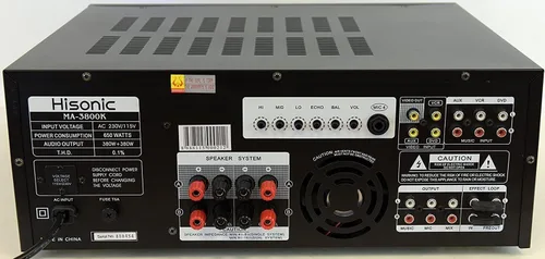 Vista 4 de Hisonic Amplificador de mezcla de karaoke MA-3800K de doble canal, 760W