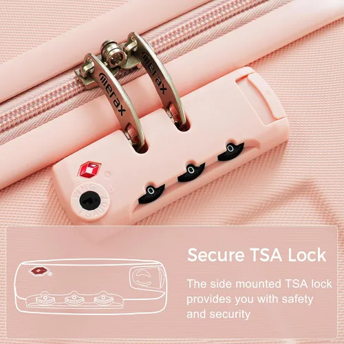 Vista 2 de Merax 3 piezas expandible Abs Hardshell Equipaje Sets Spinner Wheel Maleta TSA Lock Suit Case, Rosa (All Pink), Juego de equipaje de 3 piezas