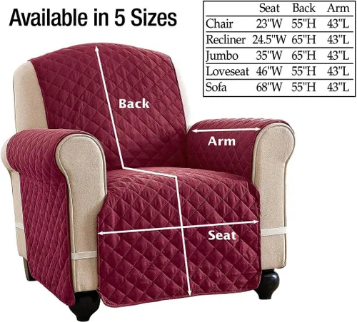 Vista 5 de Collections Etc - Funda protectora reversible, resistente a derrames y acolchada para muebles con lazos - Cubre el fondo del asiento, el respaldo