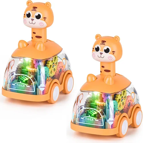 Vista 7 de ShinySong Coches de juguete para bebés, auto de prensa y marcha para niños pequeños, juguetes iluminados, regalos de cumpleaños para niños y niñas