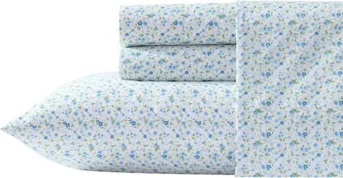 Vista 24 de Laura Ashley - Juego de sábanas individual, ropa de cama de percal de algodón fresca y suave con bolsillos profundos, ligera para comodidad durante