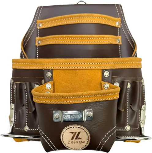 Vista 11 de Zeluga 20-117 Bolsa de herramientas de 10 bolsillos, de piel resistente para rigger, negra