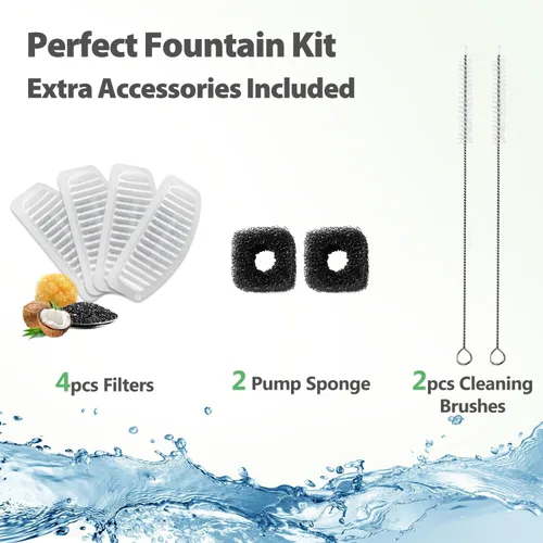 Vista 6 de ORSDA - Fuente de agua de acero inoxidable para gatos, fuente para mascotas de 2 litros para gatos en interiores, dispensador de agua para perros