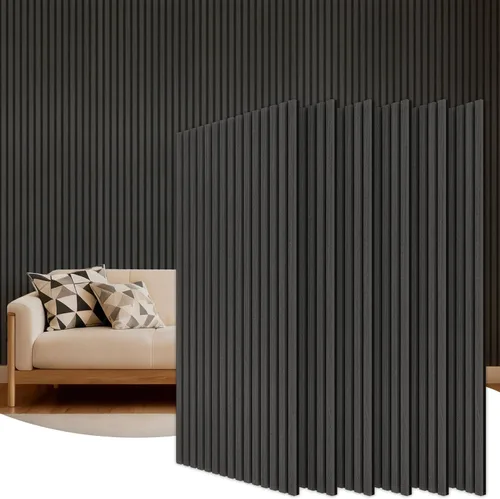 Vista 25 de TONOR Paneles de pared de listones de madera, paquete de 2 paneles acústicos de 47.2 x 23.6 pulgadas, paneles acústicos de listones de madera