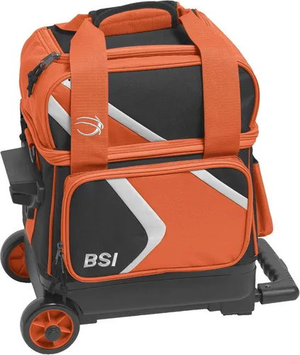 Vista 13 de BSI Dash Roller Bowling Bag with Smooth Rolling Wheels, Padded Ball Compartment, Retractable Locking Handle, & Shoe Pocket Negro/Azul/Gris