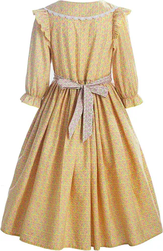 Vista 2 de Disfraz ReliBeauty Pioneer Girl de Laura Ingalls Wilder, color amarillo