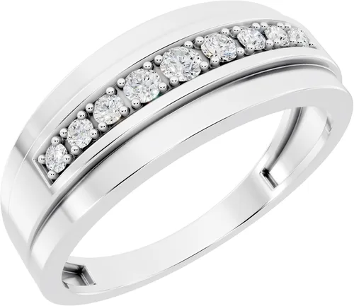Vista 10 de Dazzlingrock Collection 0.23 Ctw Round Natural Diamond Nine Stone Single Row Wedding Band for Men in 925 Sterling Silver Negro diamond