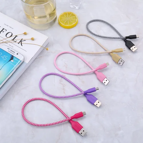 Vista 8 de OKRAY - Cable micro USB corto de 1 pie, paquete de 10 cables de carga rápida de nailon trenzado USB A a Micro 2.0, carga rápida y sincronización