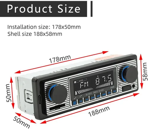 Vista 4 de Radio clásica de coche DIN simple de 7 pulgadas, estéreo de coche Bluetooth, radio FM, receptor de audio para automóvil, control de voz, llamadas