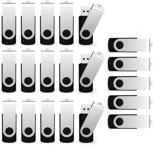 Vista 9 de Paquete de 2 unidades flash USB de 2 GB USB 2.0 unidades de pulgar Drive Jump Drive Fold Almacenamiento Memory Stick Diseño giratorio - Negro