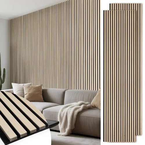 Vista 9 de Paneles de listones de madera acústica, paneles de pared de madera insonorizados, panel acanalado 3D para decoración de pared interior, sala