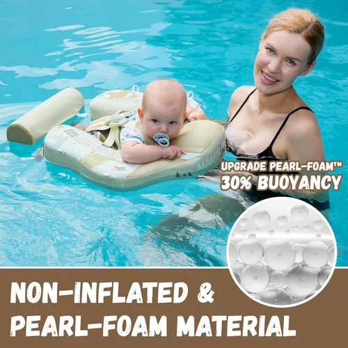 Vista 2 de GENTEACO Mambobaby Baby Swim Float with Canopy Non-Inflatable Infant Pool Float with Tail Solid Skin-Friendly Material for 3-24 Months Toddler Boys
