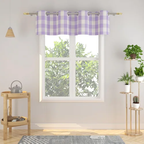 Vista 37 de Cortinas de 24 pulgadas de largo con diseño Buffalo Check Gingham Plaid para ventanas de cocina y baño, tratamiento para ventanas con 2 paneles