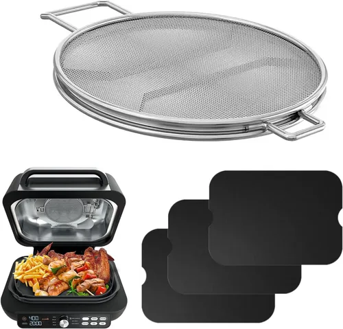 Vista 8 de Protector contra salpicaduras para Ninja Foodi IG651, pantalla de salpicaduras de acero inoxidable, accesorios para freidora de aire Ninja Foodi