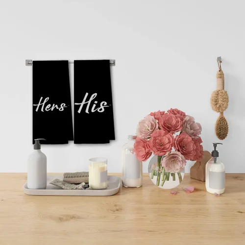 Vista 2 de DIBOR Love Quote - Toallas de baño para él y ella, paño de secado absorbente decorativo de amor, toallas de mano, paños de cocina, paños de cocina